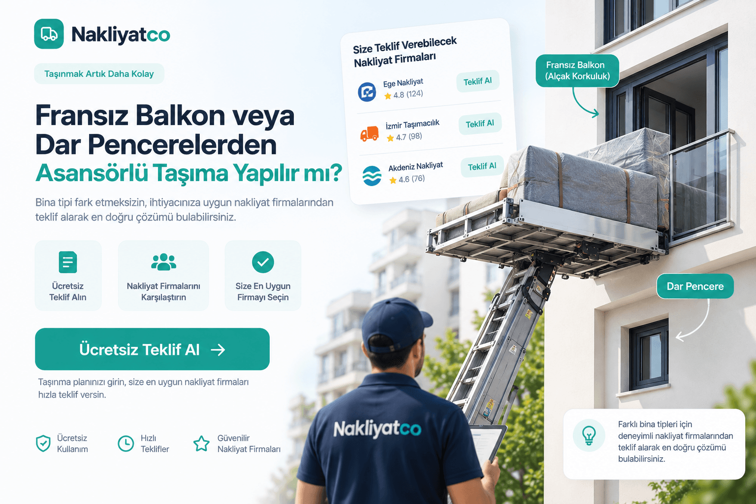 Fransız Balkon veya Dar Pencerelerden Asansörlü Taşıma Yapılır mı?
