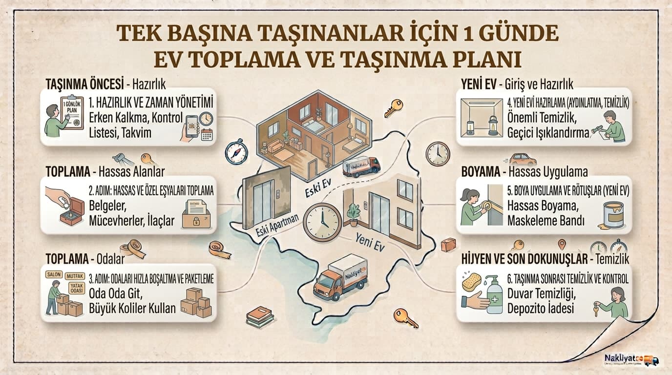 Tek Başına Taşınanlar İçin 1 Günde Ev Toplama ve Taşınma Planı